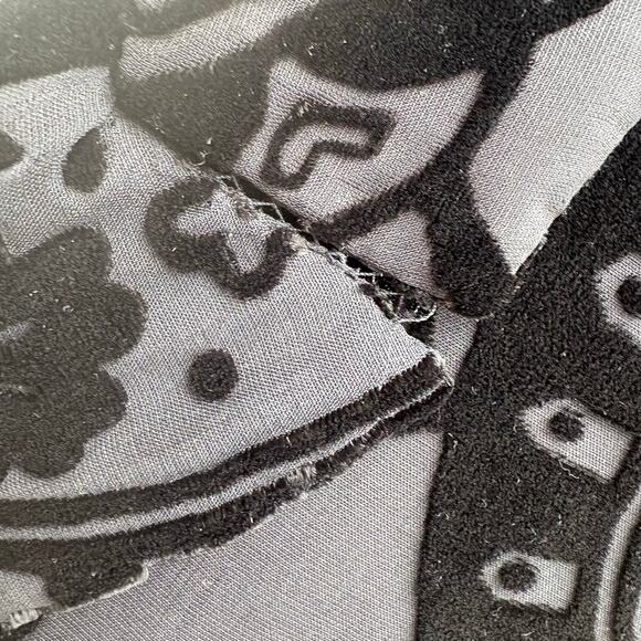 ECI Top Sz 8 Black Silk Velvet Burnout Jacket Floral 2 Button Y2K Whimsigoth - Picture 11 of 14